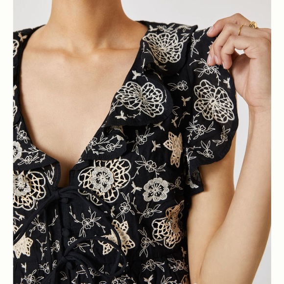 ✨ Anthropologie Ruffled Crop Top Sz LP - Picture 4 of 5